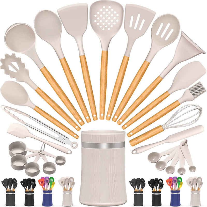 Cuillères en silicone pour la cuisson, Kaki
