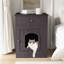 Enceinte de litière d'intérieur en bois pour chat avec table d'appoint et tiroir - blanc et utilisable-1318219386