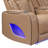 Fortuner Power Recliner Sectional Sofa With Power Headrests, Console Loveseats, Wedge, LED Light Strip, Speakers, Cup Holders & Storage Arms-Caramel