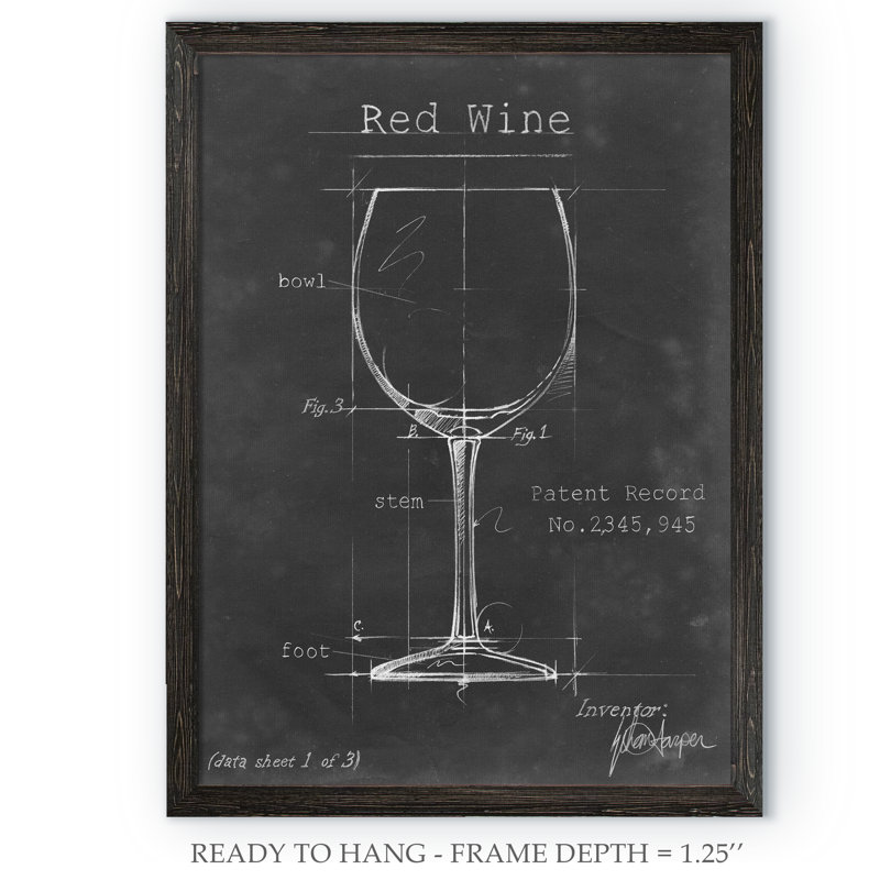 «Barware Blueprint III» par Paul Cezanne - reproduction d'art encadrée, H 30 po x l 22 po x P 1,25 po, Pas de tapis
