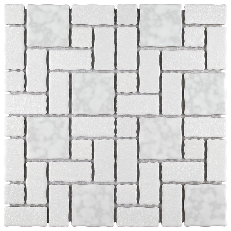 Academy Random Sized Straight Edge Porcelain Versailles Mosaic Wall & Floor Tile, White