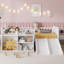 Lit simple mezzanine bas avec glissade, bibliothèque mobile et garde-corps, cadre de lit mezzanine pour enfants, blanc-535096704