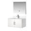 36 po L x P 22 po. Meuble-lavabo blanc brillant avec comptoir en quartz, robinet, miroir à DEL rayé et teint-121054617