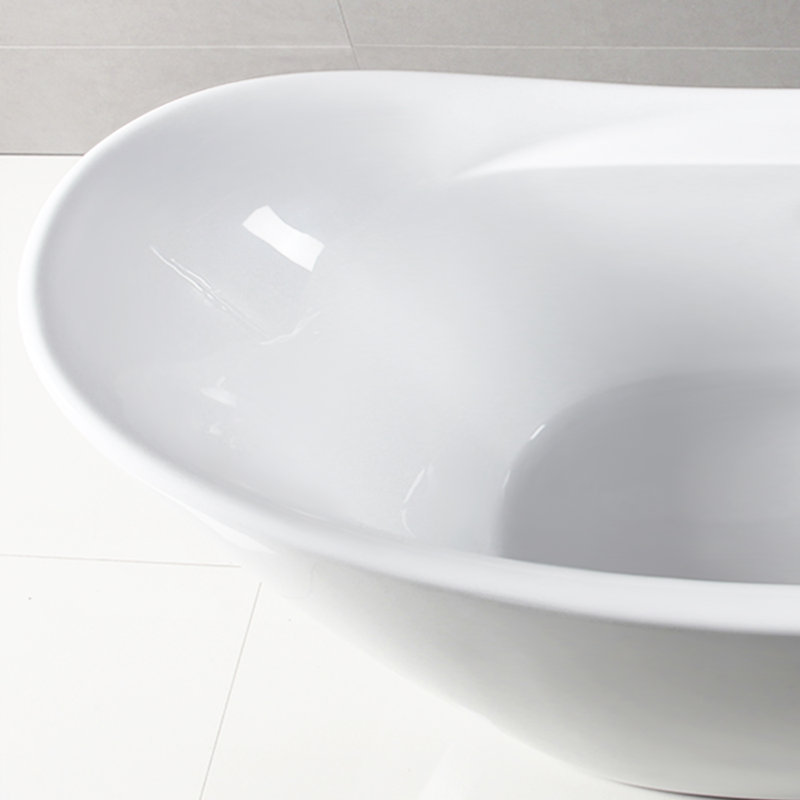 FerdY Boracay 67" Acrylic Freestanding Bathtub, With Brushed Nickel Drain