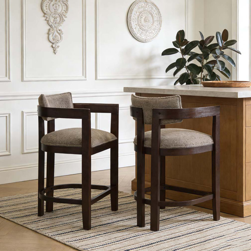 Tabouret de bar 26 po, Espresso, Boucle taupe