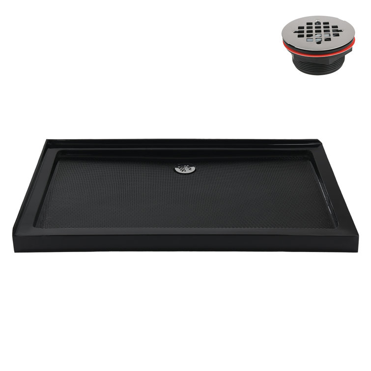 Streamline NT-2134-60BL-RH 60 in. x 36 in. Corner Acrylic Shower Base in Glossy Black with Right Hand Drain, ABS Drain Included