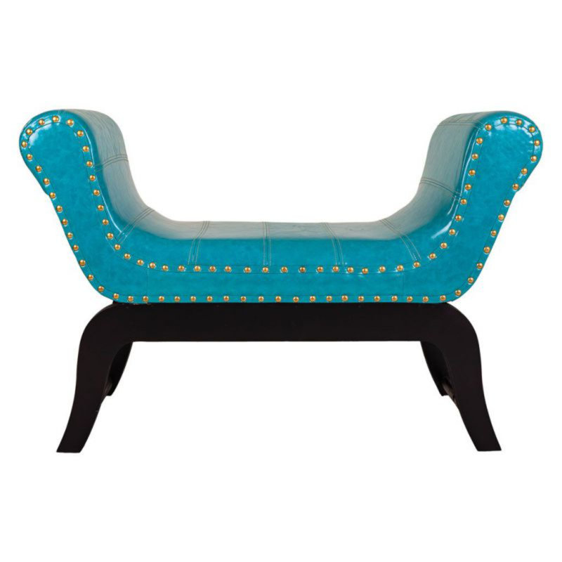 Upholstered Bench, Aqua, 90% polyster-10% cotton
