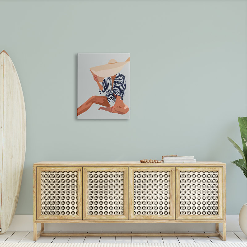 «Woman Obscured By Sun Hat Summer Beach Portrait», art mural sur toile tendue par Amelia Noyes, H 30 po x l 24 po x P 1,5 po