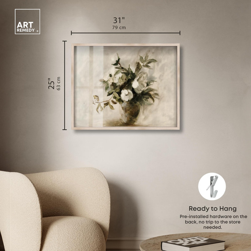 «Gritty Garden Shadowbox Print» par Art Remedy, H 25 po x l 31 po, Crème, crème