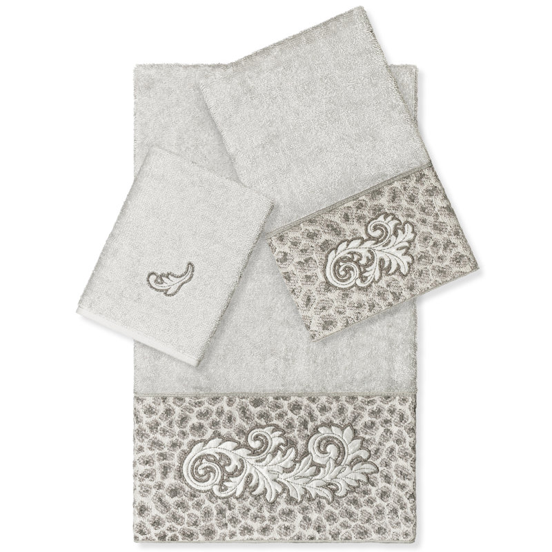 3 Piece Turkish Cotton Towel Set, Light Gray