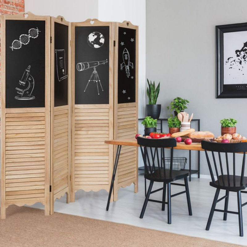 Paravent pliable 4 panneaux avec tableau noir