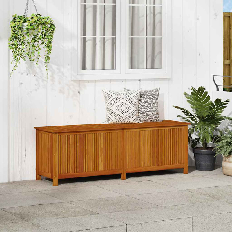 Large Acacia Wood Outdoor Storage Deck Box with Water-Resistant Lining
