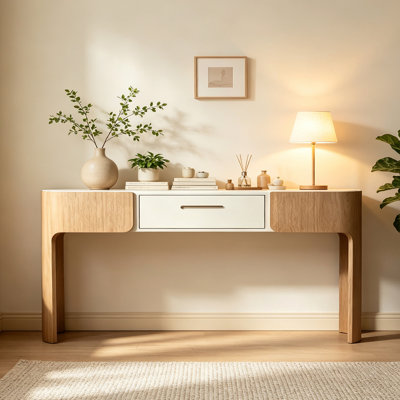 Console Mid-Century en bois massif