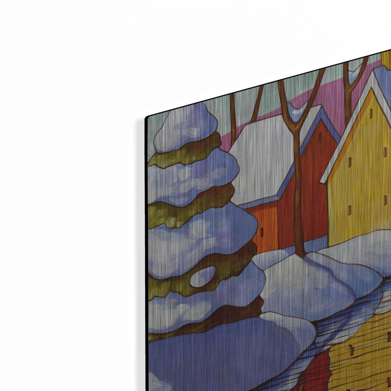 «Snowy Stream View» par Cathy Horvath-Buchanan, art mural en métal, H 12 po x l 16 po