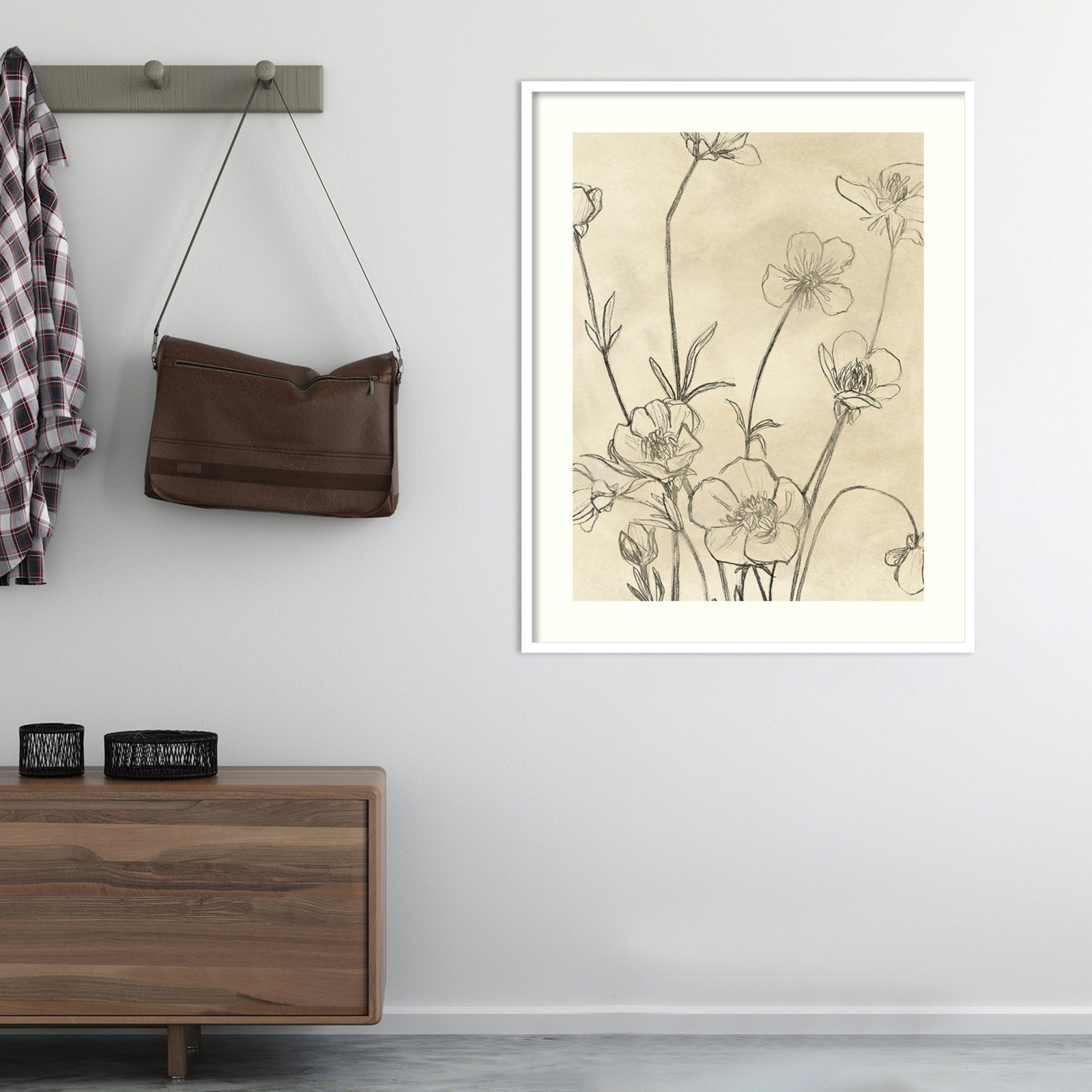 Vintage Wildflowers I by June Erica Vess, White, 41" H x 33" W