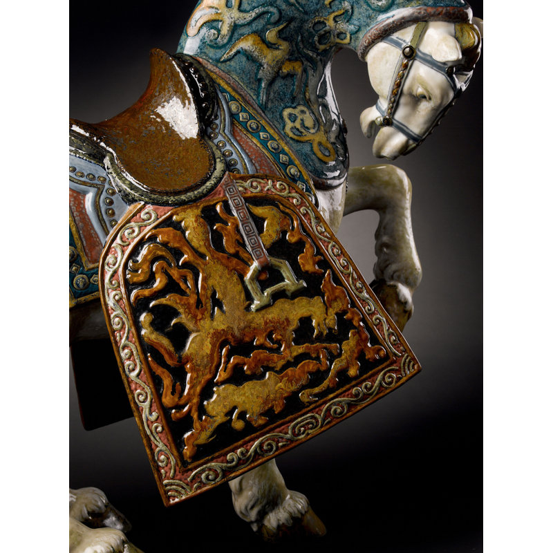 Oriental Horse Statue, Blue/Brown