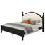 King Size Wood Platform Bed with Upholstered Headboard, Solid Pine Wood Bed Frame, No Box Spring Needed, Easy Assembly, Black Frame+Beige Fabric-740889034-740889047