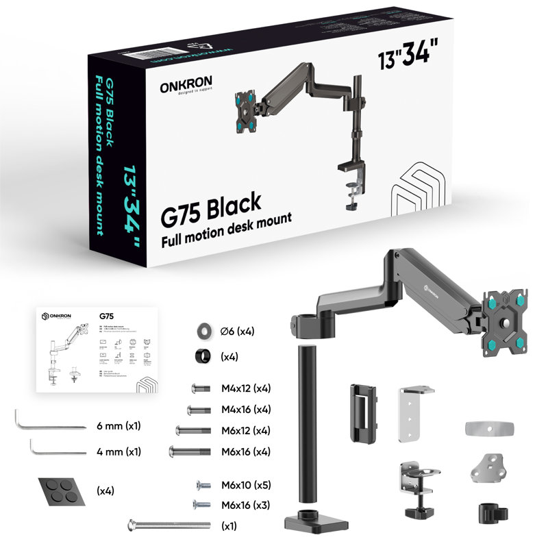 Single Monitor Desk Mount for 13-34 Inch Screens up to 26.5 lbs, Adjustable Monitor Arm Gas Spring