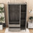 Elegant 3-Door Armoire Wardrobe with Storage Shelves, Lockable Drawer and Full-Length Mirror-1999048261