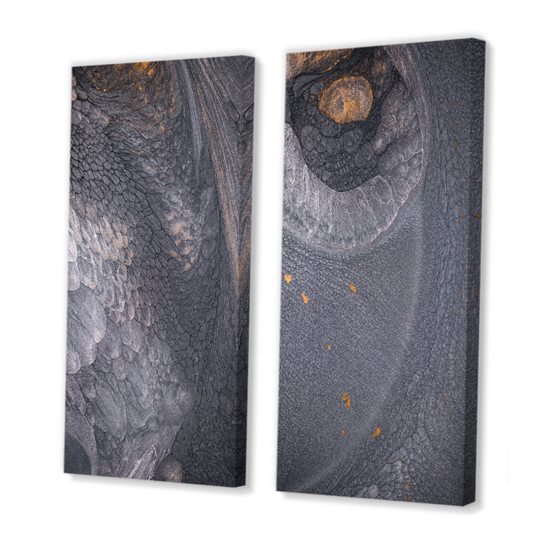 «Golden on Gray», ensemble de 2 impressions sur toile, Toile tendue, H 20 po x l 24 po x P 1 po