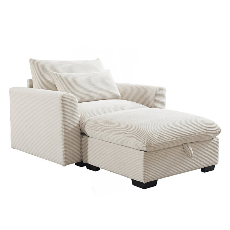 Canapé contemporain, canapé modulaire avec repose-pieds de rangement, canapé à siège profond, Beige