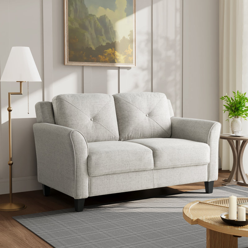 Lourdez Upholstered 56.3'' Loveseat, Hartford Cream Microfiber, 2, 32.7"H x 56.3"W x 31.5"D