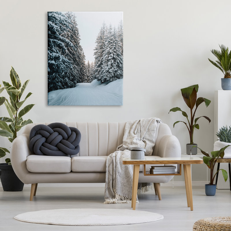 Snowy Ski Slopes sur impression sur toile, H 48 po x l 36 po x P 1,5 po