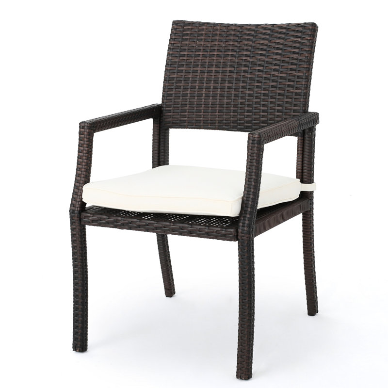 2Pcs Island Outdoor Chairs - Brown With Cushioned, Water- Seating For A Pleasant Patio Setting Dining Comfortable Water-Repellent Cushion,