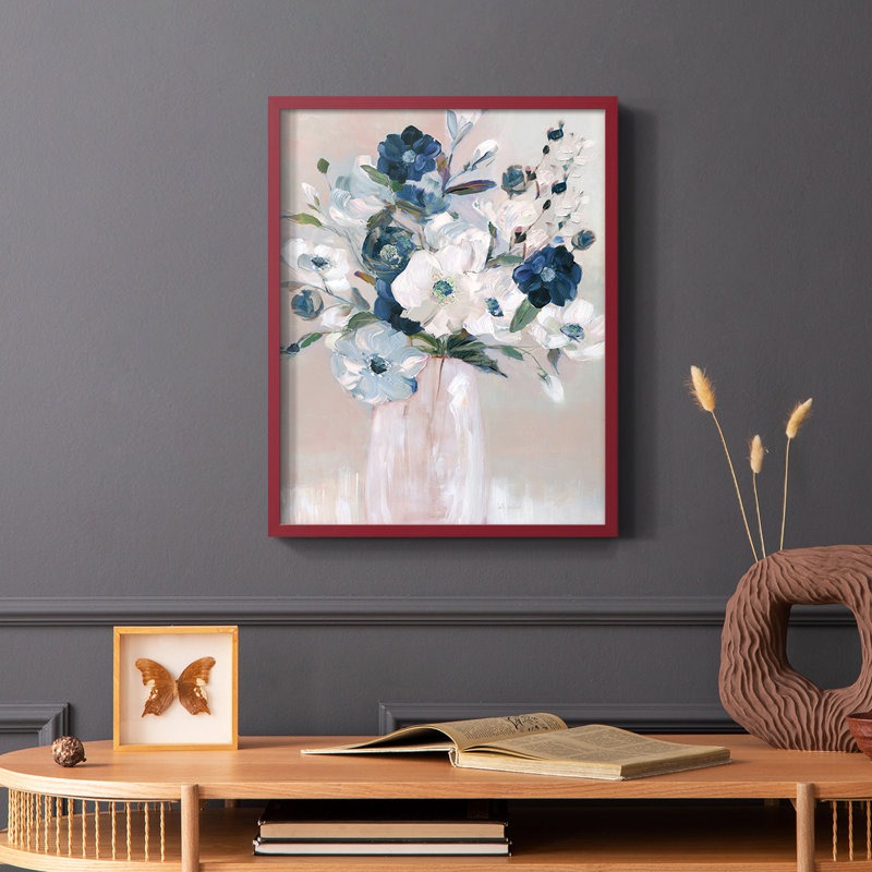 Touch of Teal Arrangement II, reproduction encadrée - bois massif, Rouge, H 10 po x l 8 po