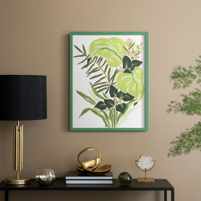 «Lime Leaf Medley II», reproduction encadrée - bois massif, H 30 po x l 24 po, Vert