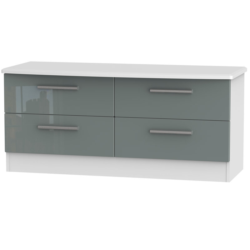 Fully Assembled Yvette 4 Drawer Chest, White/Grey Gloss