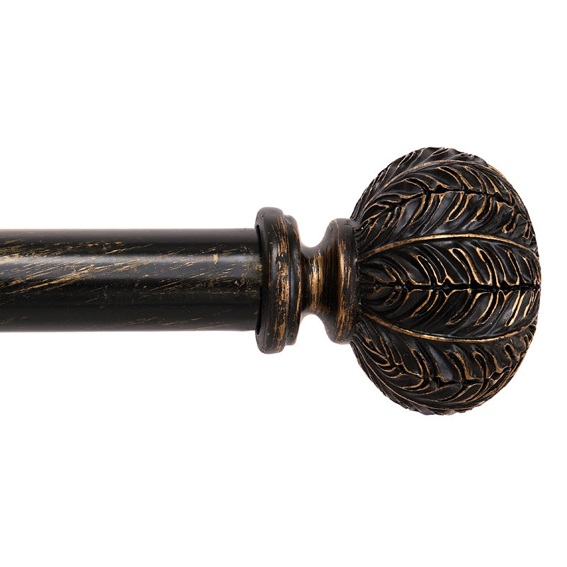 Jacarion Adjustable Overall Width x 1'' Diameter Single Curtain Rod, 48" - 86", Antique Black