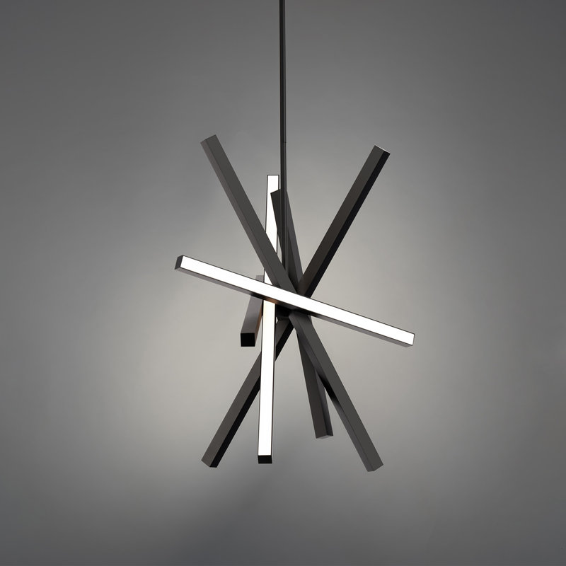Sleek Black 28" LED Pendant with Rotatable Light Bar and Dimmable Feature