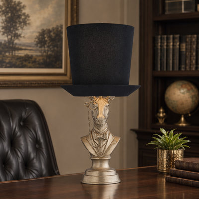 20" Resin Table Lamp With Black Shade