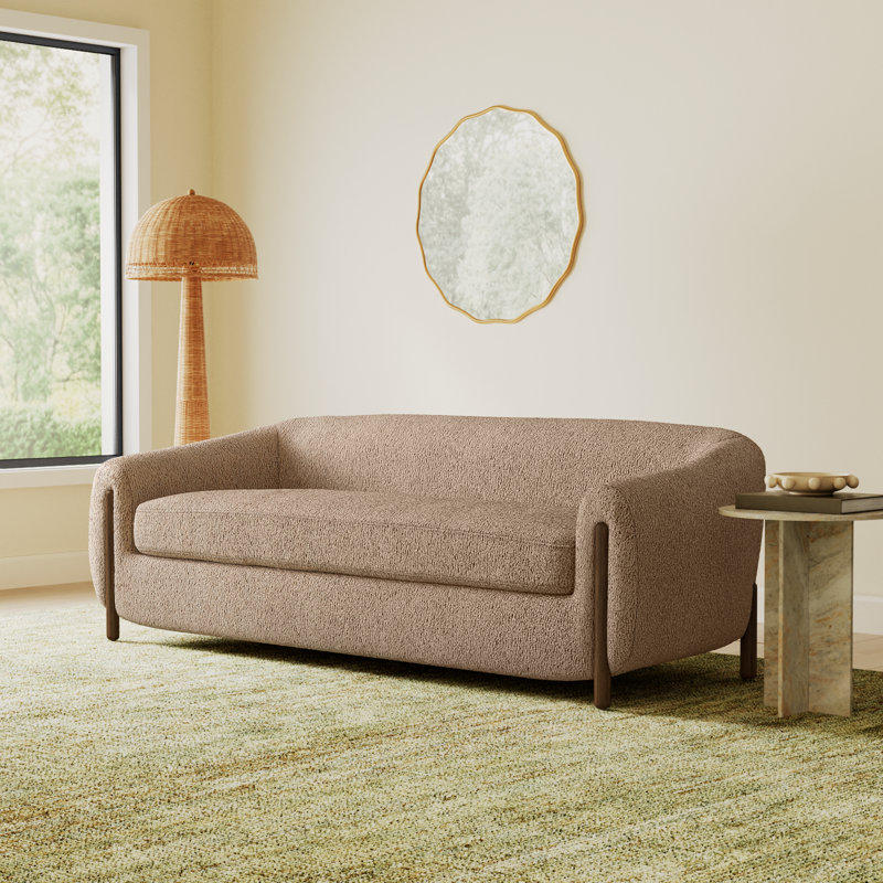 Amaryllis Upholstered 86.5'' Sofa, Sheepskin Camel Sherpa