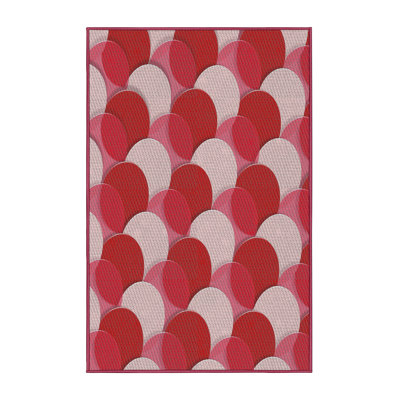 Tapis rouge à motif géométrique Kohan