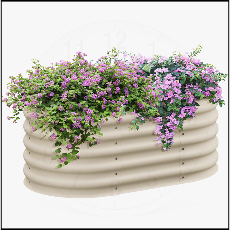 Galvanized Raised Garden Bed Kit, Cream White, 16.5" H x 41.3" W x 41.3" D