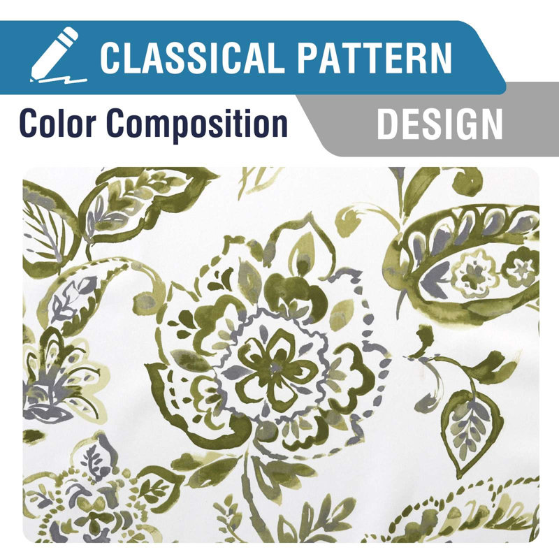 Ensemble de rideaux 100% occultant 2 panneaux de rideaux thermiques à motif floral Cattleya, Olive, L 52 po x L 84 po
