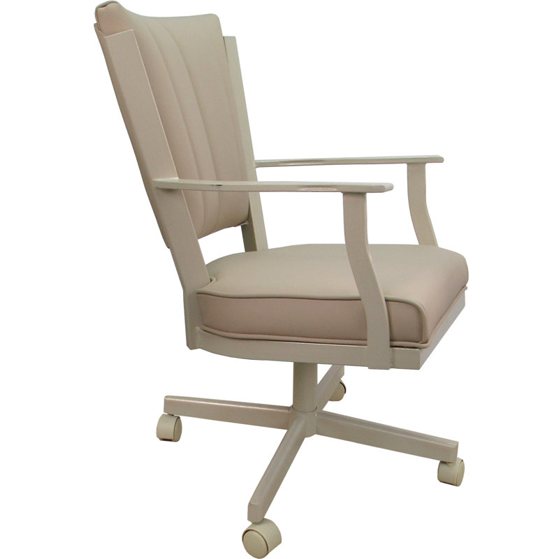 Leather Dining Caster Chair Swivel Tilt, Tan, Beige