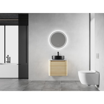 24'' Bathroom Vanity Including Ceramic Art Sink, White Stone Slab, Soft-Close Door - Quiet And Functional Fixture Solution