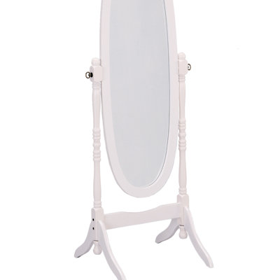 58.96 In. Tall Oval Wooden Floor Mirror In White - Elegant And Versatile For Any Interior Space With Surface Adds A Fresh Vibe To Area