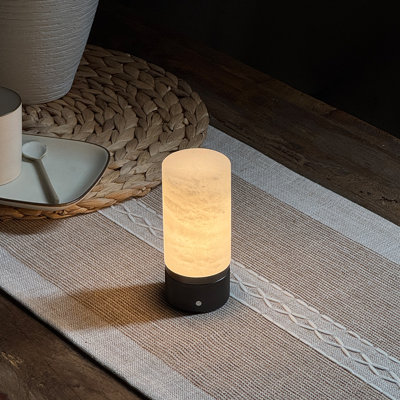 Modern Spanish Alabaster Cordless Accent Lamp with Rechargeable LED and Natural Stone Shade for Bedroom and Living Room