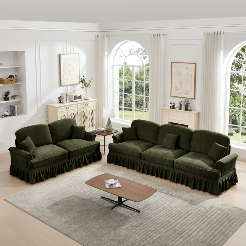 Ensemble de canapé de salon modulaire 2 pièces Boneless Classic, Vert