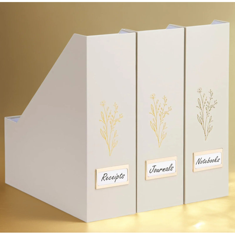 Ensemble de 3 porte-revues, organisateur de dossiers de bureau robuste pour documents, magazines, livres et reliures, solution de rangement minimaliste pour le bureau et la maison