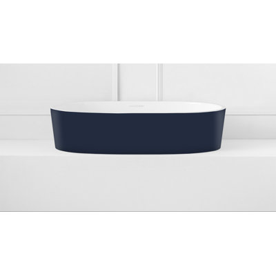 Barcelona Painted 70-1/4" x 33-5/8" Freestanding Soaking Bathtub in Volcanic Limestone with Overflow Hole