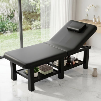 75" Professional Massage Table, Comfortable PU Leather Folding Table, Massage Bed With Adjustable Backrest And Head Pillow