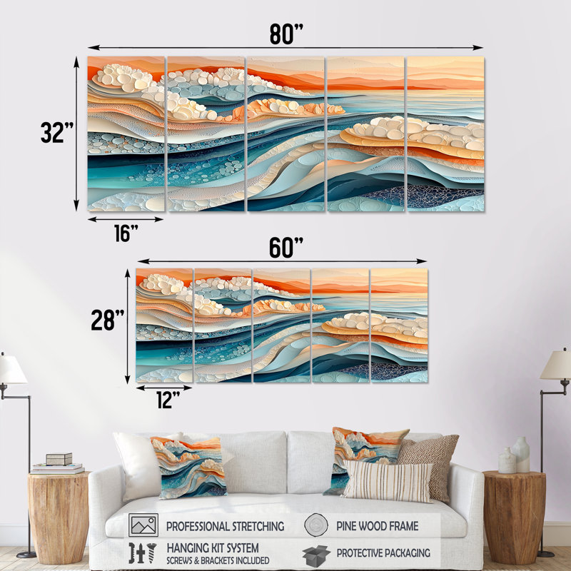 «Nunemaker» - Art mural abstrait à l'encre liquide - Art mural moderne, H 28 po x l 60 po, 5