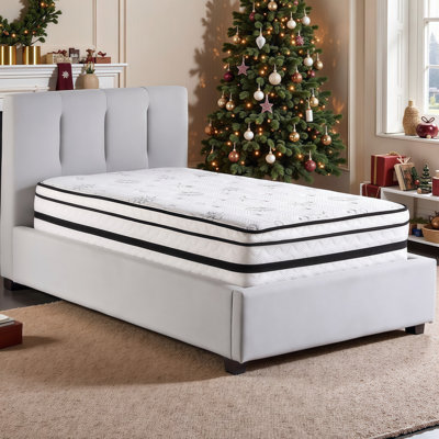 Matelas hybride LUMERIS 30 cm avec housse respirante et rafraîchissante et ressorts ensachés - Confort moelleux, isolation des mouvements, mousse CertiPUR-US - 1 place