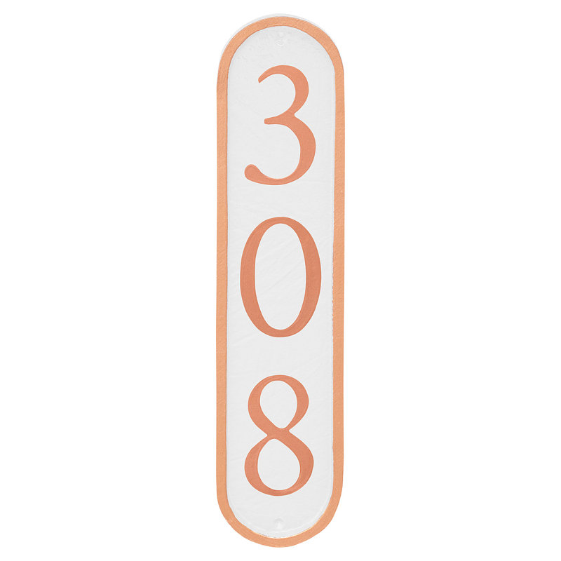 Plaque d'adresse murale 1 ligne Serif Colonne, Cuivre, Blanc