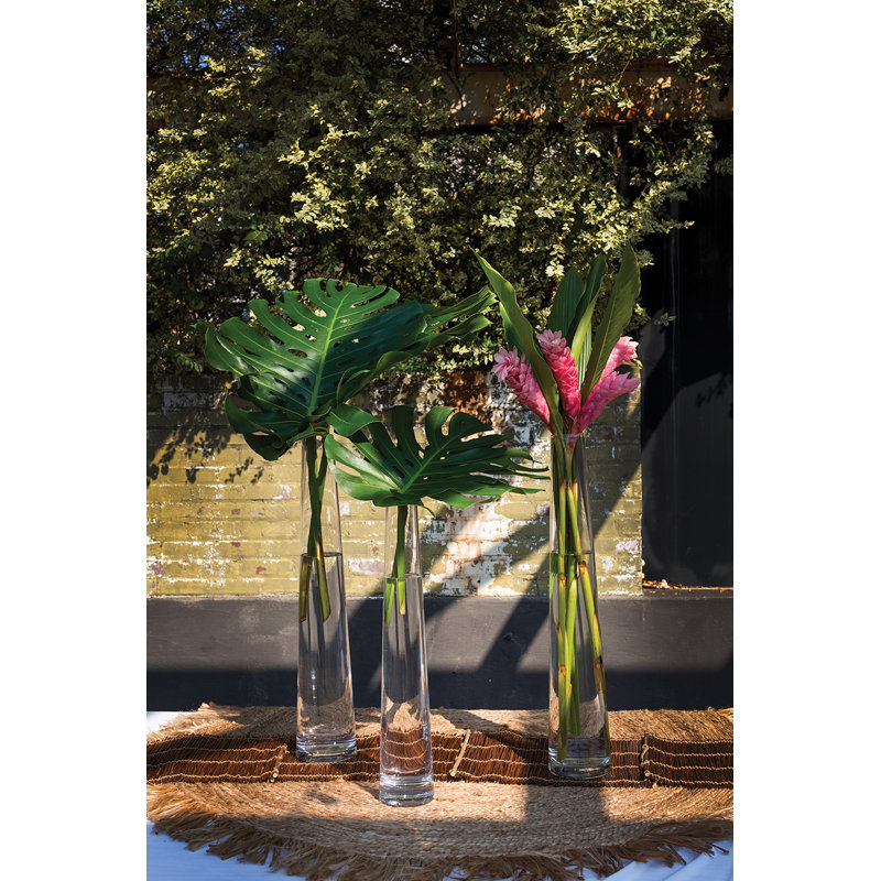 Aracena Handmade Glass Floor Vase, 23.5" H x 4.25" W x 4.25" D